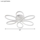 Modern White Blossom Flush-Mount Led Ceiling Lamp (23/29 Inches) For Living Room