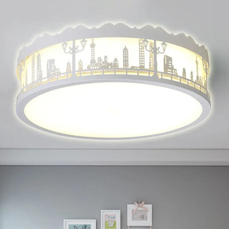 Modern White Circle Ceiling Light Fixture For Nursing Room / 16.5’