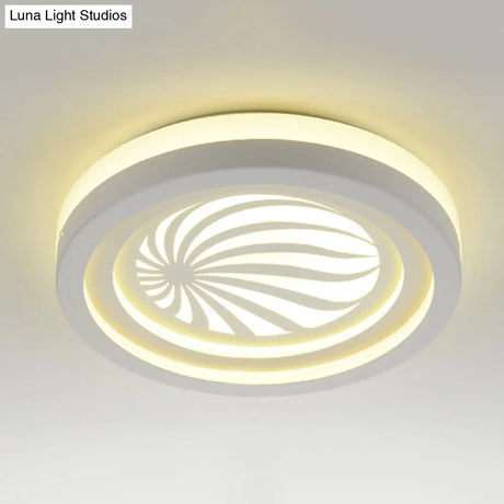 Modern White Circle Shade Ceiling Light - Acrylic Flush Mount For Hallway