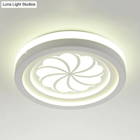 Modern White Circle Shade Ceiling Light - Acrylic Flush Mount For Hallway