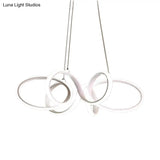 Modern White Curve Chandelier Light Fixture - Acrylic Led Pendant For Bedroom