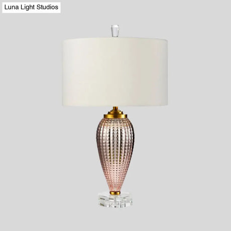 Modern White Cylinder Desk Lamp With Fabric Shade - Small And Stylish Table Light