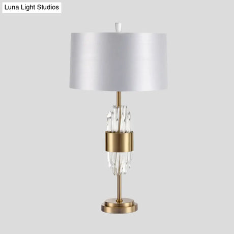 Modern White Desk Lamp For Dining Room With Fabric Shade