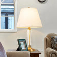 Modern White Desk Lamp With Flare Fabric Shade - Small Ideal For Living Room Or Office
