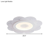 Modern White Floral Led Flush Ceiling Light - 16.5’/20.5’/24.5’ W Acrylic Shade Warm/Cool