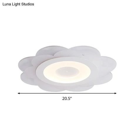 Modern White Floral Led Flush Ceiling Light - 16.5’/20.5’/24.5’ W Acrylic Shade Warm/Cool