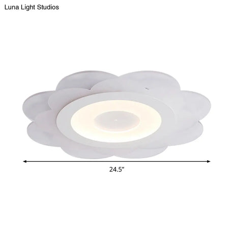 Modern White Floral Led Flush Ceiling Light - 16.5’/20.5’/24.5’ W Acrylic Shade Warm/Cool