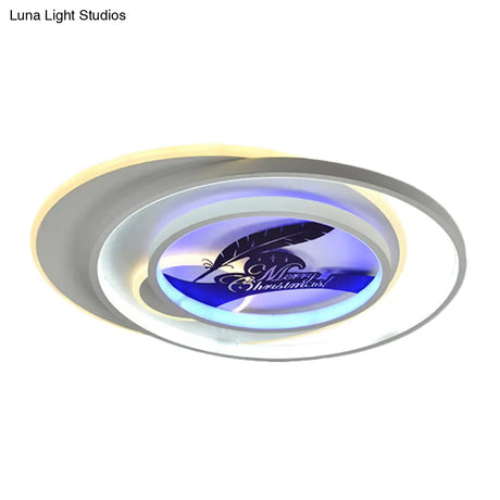 Modern White Flush Light Fixture: Led Acrylic Flushmount Lamp With Elegant Patterns - Flower Deer