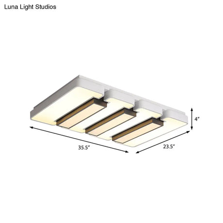 Modern White Flush Mount Led Ceiling Lamp For Warm/White Lighting In Living Room