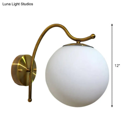Modern White Glass Ball Wall Lamp With Gold Sconce Light Fixture