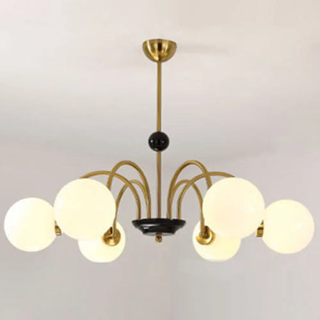 Modern White Glass Chandelier For Bedroom Lighting 6 / Gold