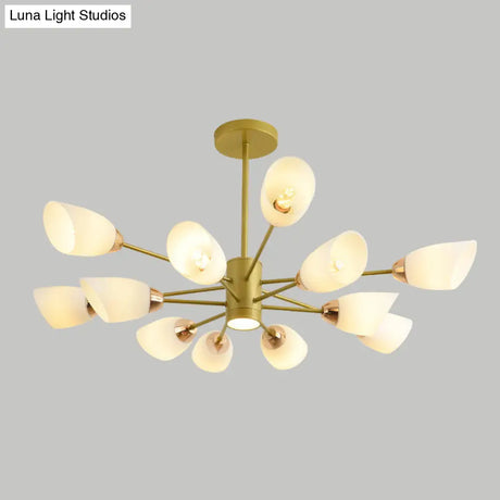 Modern White Glass Starburst Hanging Chandelier For Living Room Ceiling