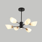 Modern White Glass Starburst Hanging Chandelier For Living Room Ceiling 6 / Black