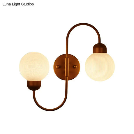 Modern White Glass Wall Mounted Light - 2-Head Spherical Sconce For Living Room