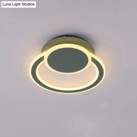 Modern White/Green Hoop Led Ceiling Light With Warm/White Lighting For Bedroom