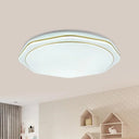 Modern White Led Acrylic Ceiling Lamp - 16’/19.5’ Geometry Flushmount For Bedroom Lighting / 16’