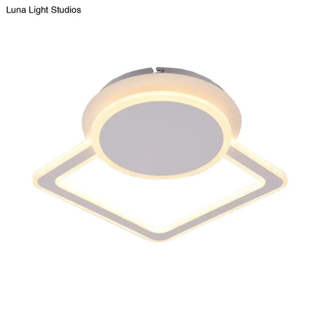 Modern White Led Ceiling Flush Light For Living Room - Round/Square Acrylic Simplicity Flushmount