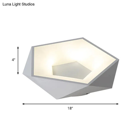 Modern White Led Ceiling Flush Light With Acrylic Diffuser White/Warm 18’/21.5’ Wide