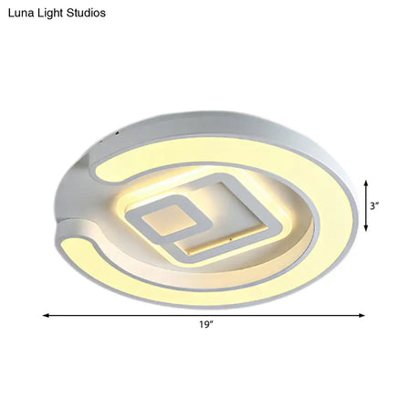 Modern White Led Ceiling Lamp For Bedroom Study Room With Acrylic Round Fixture