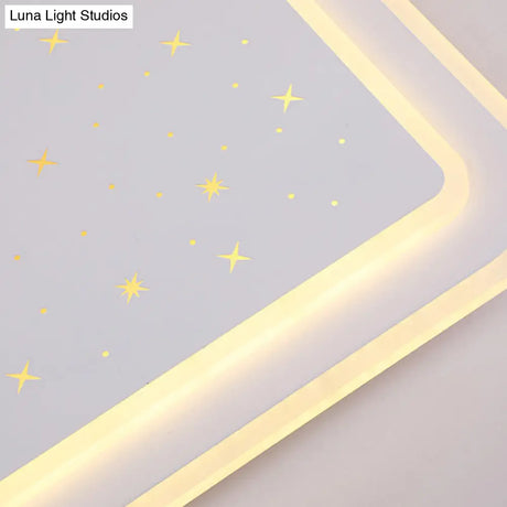 Modern White Led Ceiling Lamp With Curved Starry Sky Design Flush Lighting - 19’/35.5’ W