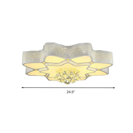 Modern White Led Flower Crystal Ceiling Lamp 21/24.5/31.5 Flush Mount For Living Room