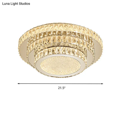Modern White Led Flush Light Fixture - 18’/21.5’ Three - Tiered Design