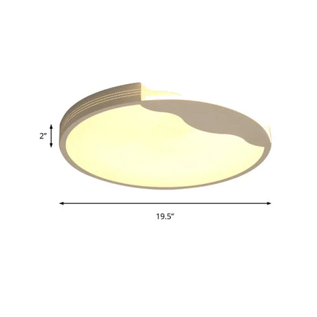 Modern White Led Flush Mount Ceiling Light Fixture With Acrylic Shade Warm/White Lighting 16/19.5
