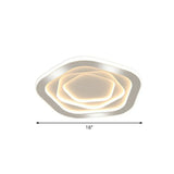 Modern White Led Flush Mount Ceiling Light With Acrylic Concentric Pattern / Remote Control