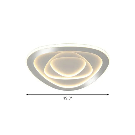 Modern White Led Flush Mount Ceiling Light With Acrylic Concentric Pattern / Remote Control