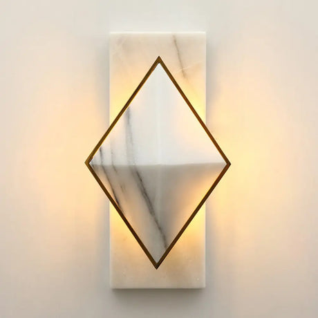 Modern White Led Wall Sconce: Stone Rhombus And Rectangle Design For Corridor