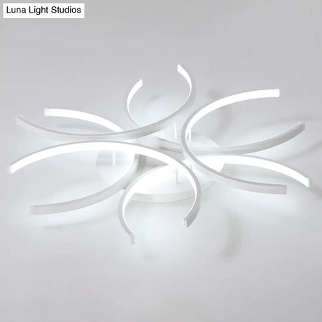 Modern White Metal Flushmount Ceiling Lamp With Led Petal Design