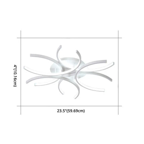 Modern White Metal Flushmount Ceiling Lamp With Led Petal Design