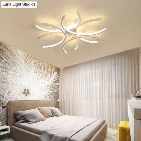 Modern White Metal Flushmount Ceiling Lamp With Led Petal Design
