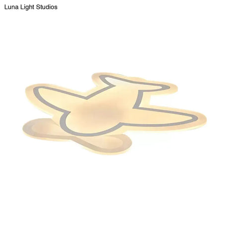 Modern White Propeller Plane Acrylic Led Ceiling Lamp For Nursing Room - Mount Light