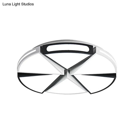 Modern White Round Ceiling Light For Kitchen Metal Flush Mount - 16’/19.5’ Lights With Black Accents