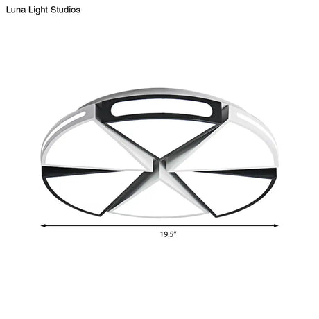 Modern White Round Ceiling Light For Kitchen Metal Flush Mount - 16’/19.5’ Lights With Black Accents