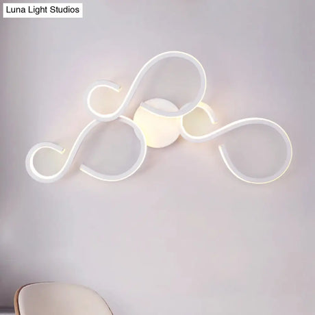 Modern White Spiral Wall Sconce Light With Acrylic Led For Living Room