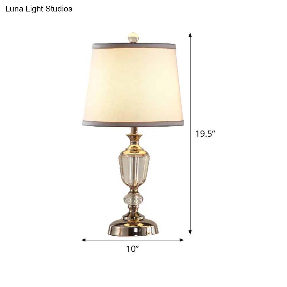 Modern White Task Light With Fabric Shade - Perfect Nightstand Lamp For Living Room