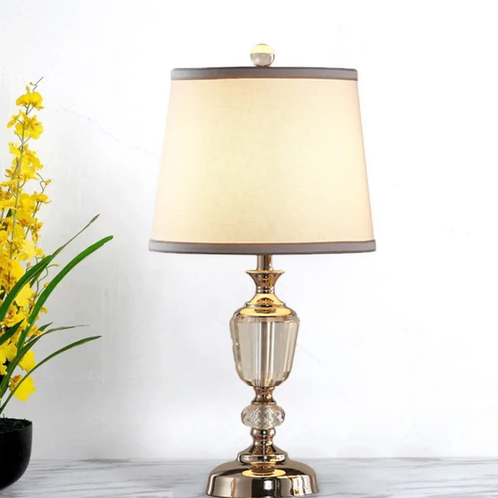 Modern White Task Light With Fabric Shade - Perfect Nightstand Lamp For Living Room