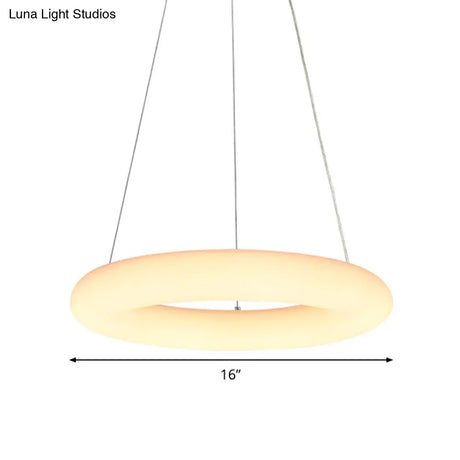 Modern White Vesicle Ring Led Pendant Chandelier Minimalist Acrylic Ceiling Light Over Table -