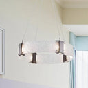 Modern White Water Glass Halo Dining Room Chandelier With 3 Hanging Lights