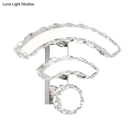 Modern Wifi Wall Mounted Black Crystal Led Sconce With Warm/White Lighting