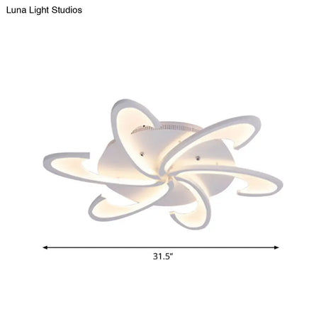 Modern Windmill Flush Ceiling Light - Acrylic Flushmount Fixture For Living Room With Multiple