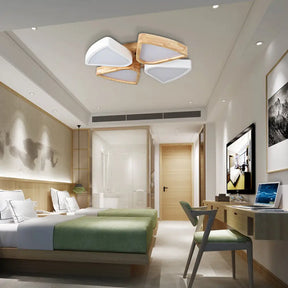 Modern Wood And Iron Flush Mount Ceiling Lights For Living Room - 4/6 Warm/White 4 / Beige Warm