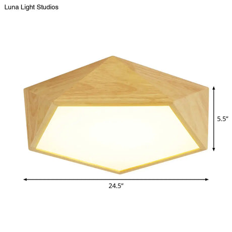 Modern Wood Frame Led Ceiling Light - Beige Warm/White 16.5’/20.5’/24.5’ Wide