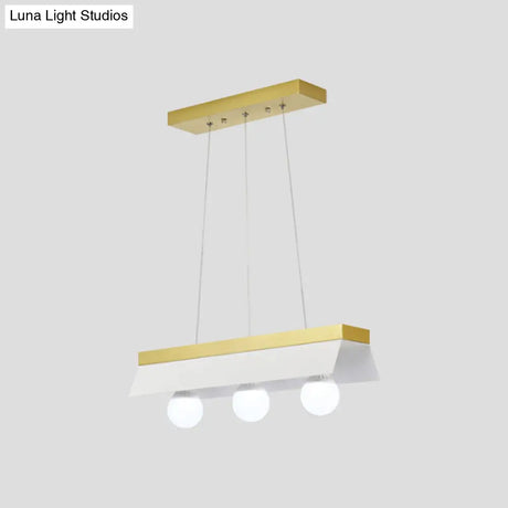Modern Wood Island Billiard Light With Black/White Shade - 3 Or 5 Lights For Restaurant