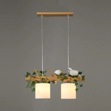 Modern Wood Linear Island Lighting For Restaurants - Natural Light 2 / Plant
