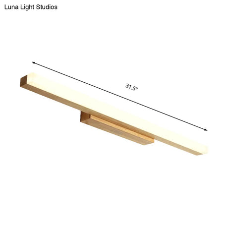 Modern Wood Linear Vanity Led Light In 3 Sizes With White Or Warm Option