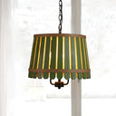 Modern Wooden Chandelier Light Fixture - 12.5/16.5 Wide Slatted Design 3 Lights Blue/Green/Wood