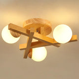 Modern Wooden Crossed Lines Flush Mount Light Fixture With Multi-Bulbs For Bedroom Ceiling 3 / Wood